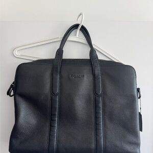 Coach Black pebbleed Leather metropolin  laptop bag / brief